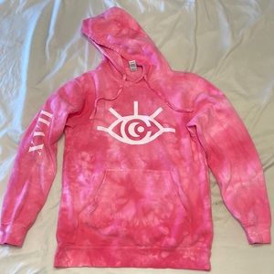 Pink tie dye sweat shirt hoodie from Charlie D’amelio 17th Birthday party
